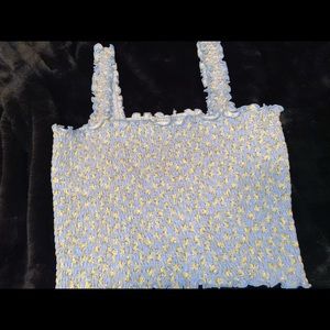 Floral Blue Top with Yellow Flowers